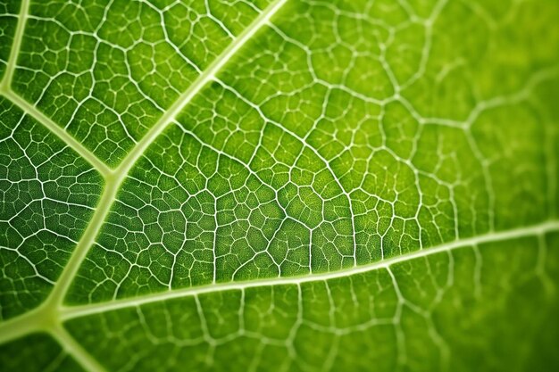 Contraste macro una hoja verde con hermosas venas