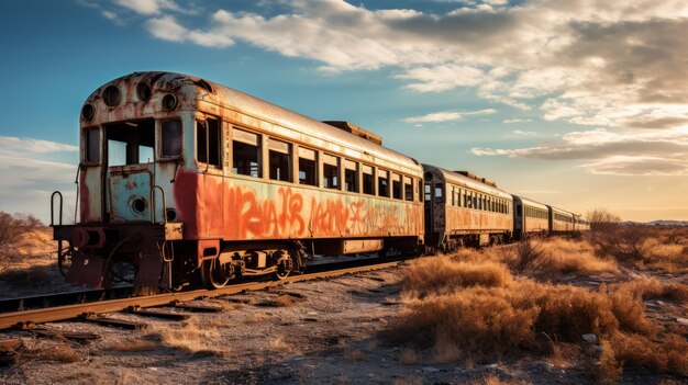 Foto el contraste entre los trenes puros y oxidados