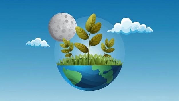 contrata imagen dibujos animados colorida tierra logotipo estilo de pintura espacio de nubes universo global