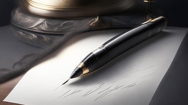 Contrato de escritura a mano con pluma estilográfica para acuerdo comercial