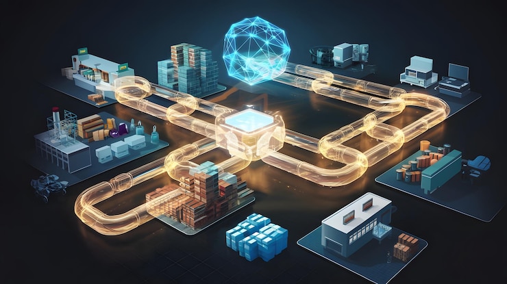 Foto contrato inteligente y blockchain nueva tecnología concepto de escena holográfica futuras transacciones digitales y seguridad