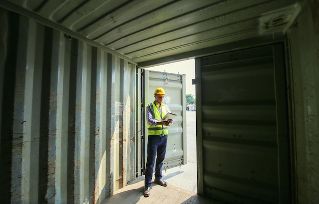 Control de capataz Buque de carga de carga de contenedores industriales en la industria Transporte y logística