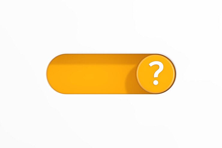 Foto control deslizante de interruptor de palanca amarillo con icono de signo de interrogación representación 3d