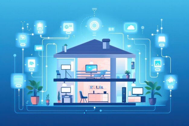 Control de hogar inteligente Automatización de edificios sin problemas y seguridad digital con tecnología inalámbrica