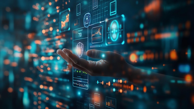 Control de interfaz futurista con proyección holográfica