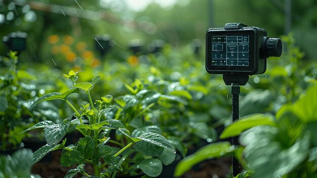 Controlador de irrigação inteligente ajustando o fundo