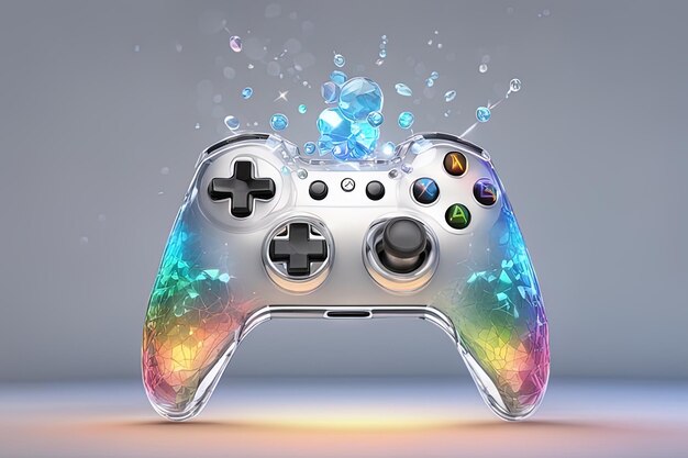 controlador de jogo com splashgame colorido controlador com splasha colorido renderização 3 d de um moderno