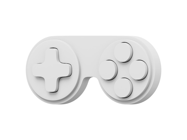 Controlador de jogo de console minimalista Whitr ícone isolado na renderização 3D de fundo branco
