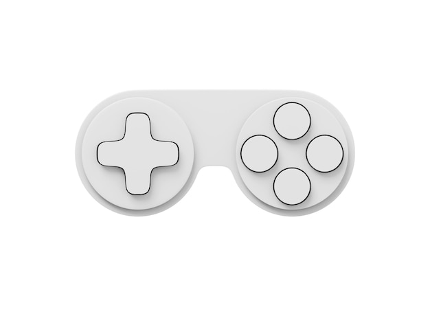 Controlador de juegos de consola minimalista Whitr icono aislado sobre fondo blanco Representación 3D