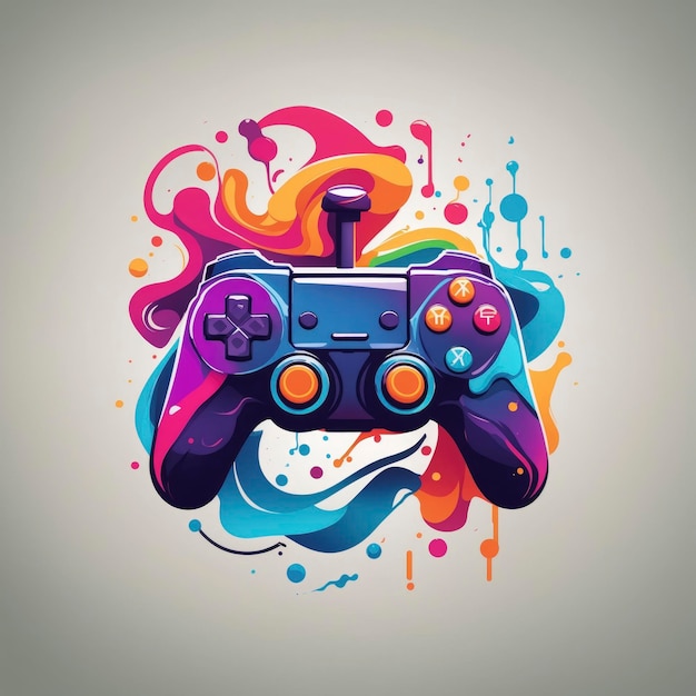 Controlador de juegos Joystick Flat Vector Clipart Logo Diseño Ilustración