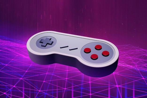 Controlador de juegos retro en ilustración 3D