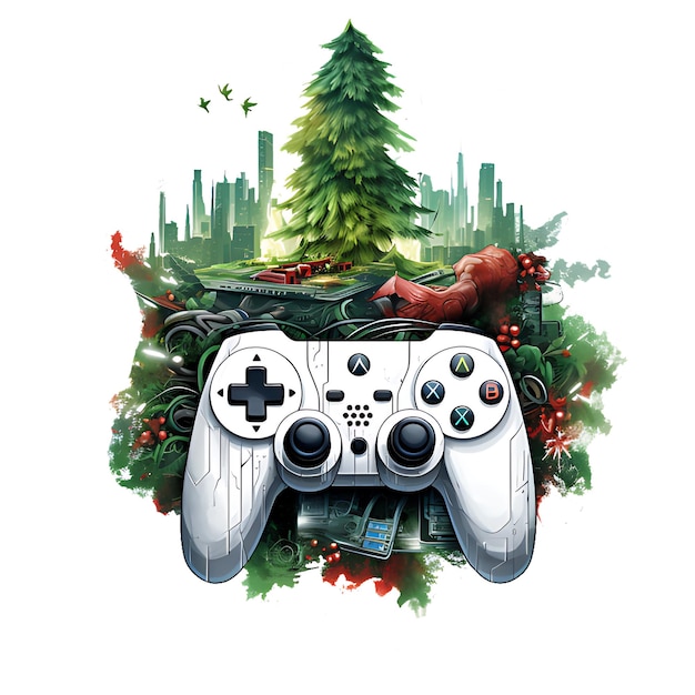 Un controlador de videojuegos de Navidad Efectos de Navidad y estilo de Navidad AI Generado