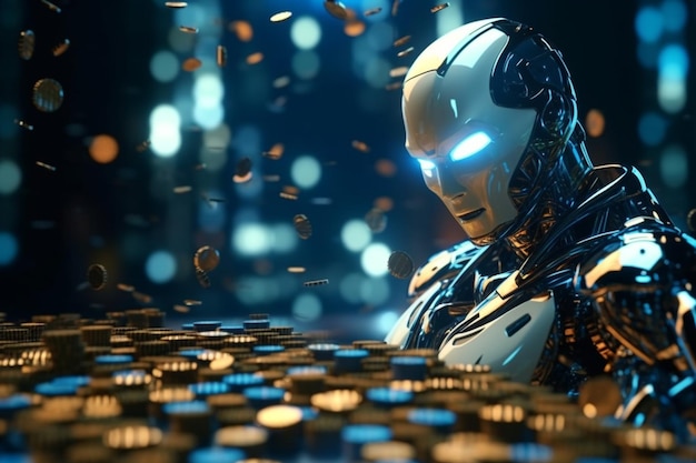 Controle de tecnologia financeira futura pelo robô Ai Generative AI