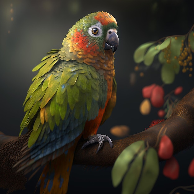 Conure Birds naranja screamihg sol IA generativa