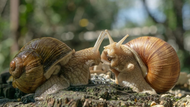 conversa entre dois caracóis no jardim