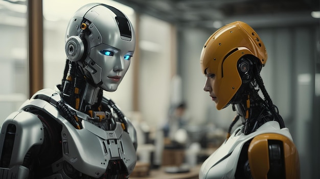 Foto una conversación casual con un robot