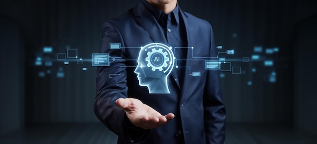 Conversación con chatbot Persona que utiliza el servicio al cliente en línea con chatbot para obtener apoyo Artificial
