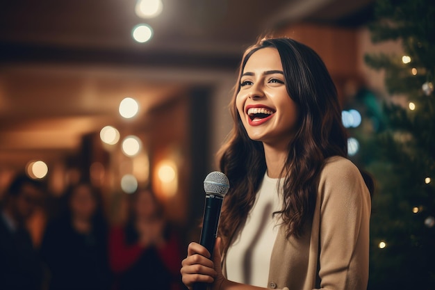 Conversación emocional de una mujer joven