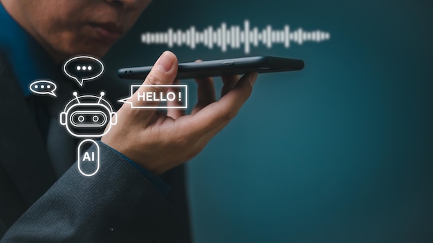 Conversación con IA Los chatbots usan sus voces para doblar películas o leer anuncios Reconocimiento de voz de la tecnología moderna de IA