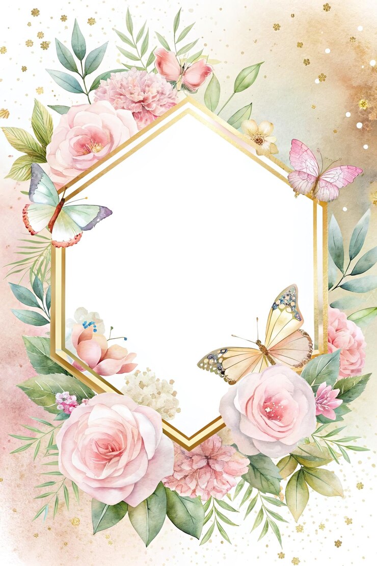 Foto convidado de aquarela floral com borboletas