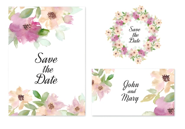 Convite de casamento floral a aquarela