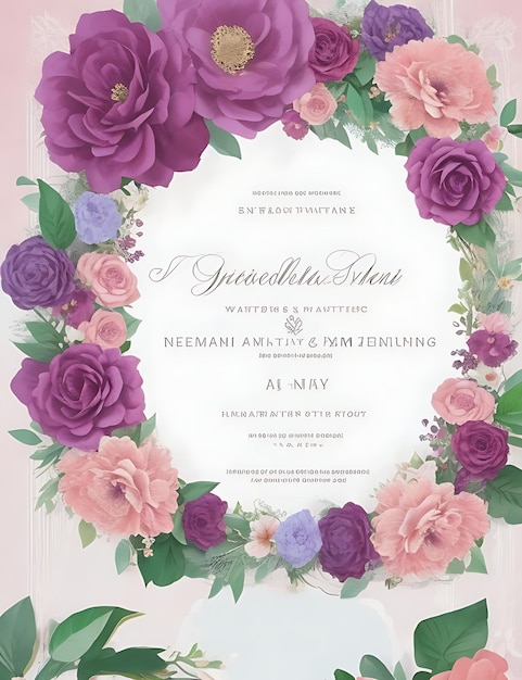 Convite floral elegante do casamento da grinalda