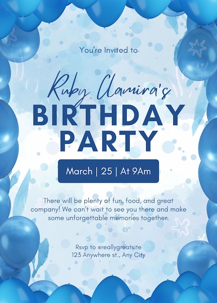 Convite simples para uma festa de aniversário 1