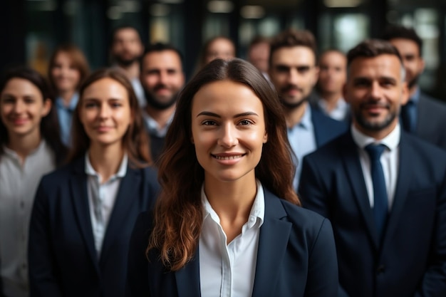 Convocação de executivos de negócios alegres e pessoal da empresa durante uma reunião IA gerativa