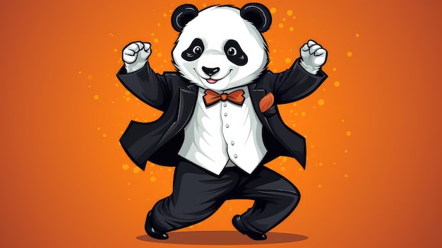 Cool alegre estilo de dibujos animados panda bailando salsa