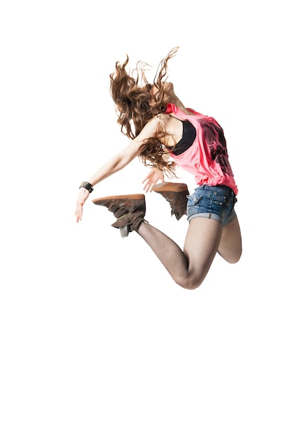 Foto cool buscando dos mujer bailando aislado sobre fondo blanco.