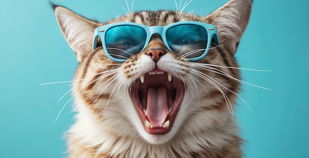 Cool Cat with Sunglasses Yawning