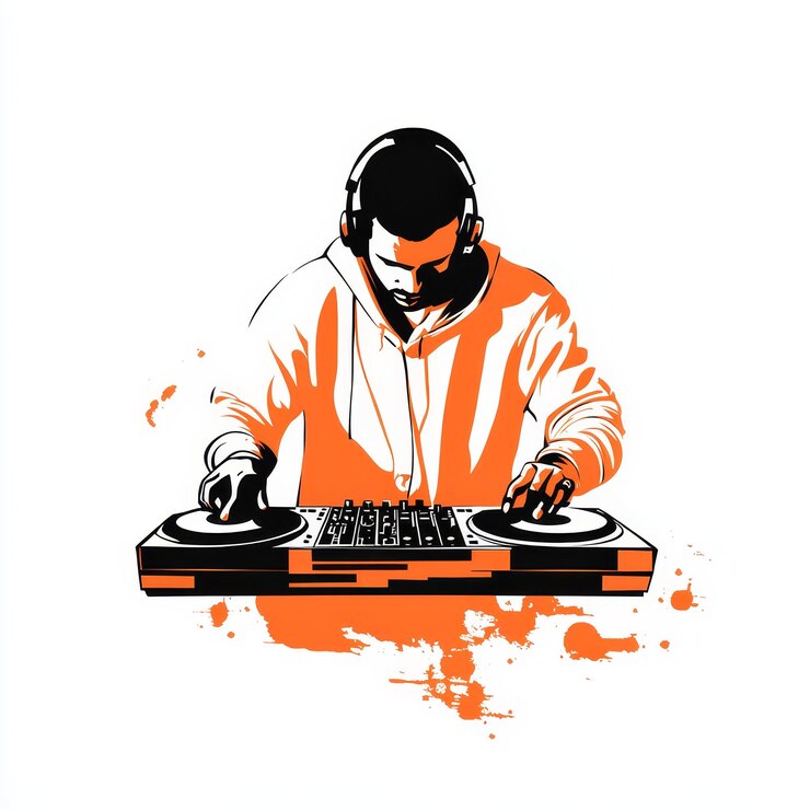 Foto cool dj logo en un fondo blanco
