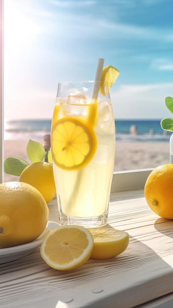 Cool frisch hausgemachte Limonade und Zitrone Generative AI