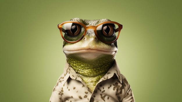 Cool Frog con IA generativa con elegantes gafas de sol