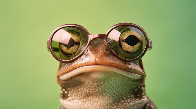 Cool Frog con IA generativa con elegantes gafas de sol