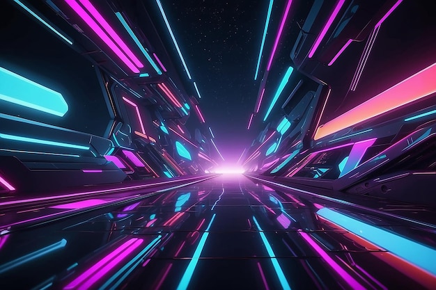 Cool futuristischer abstrakter Hintergrund mit leuchtenden Neonlichtern