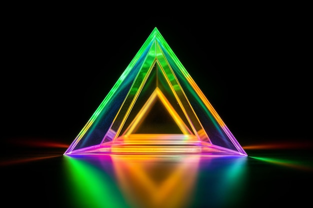 Cool geometrische dreieckige Figur in einem Neon-Laserlicht