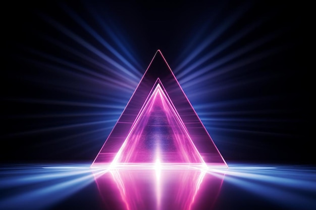 Cool geometrische dreieckige Figur in einem Neon-Laserlicht