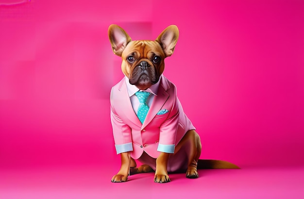 Foto cool looking french bulldog wearing funky