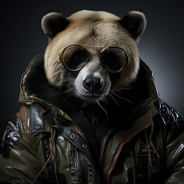Foto cool mafia gangster bear con una chaqueta y gafas de sol