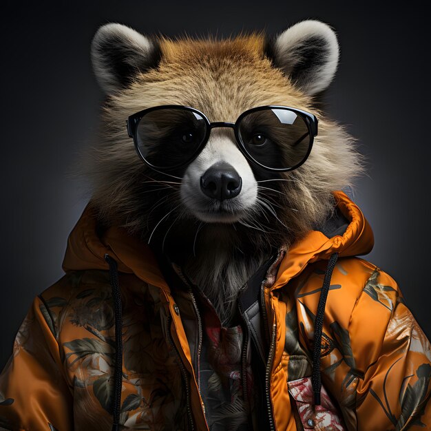 Foto cool mafia gangster bear con una chaqueta y gafas de sol