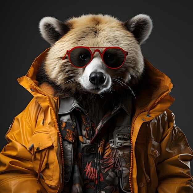 Foto cool mafia gangster bear con una chaqueta y gafas de sol