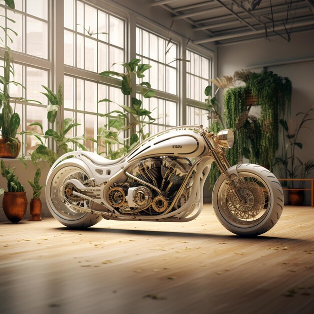 Cool motocicleta moderna en el interior