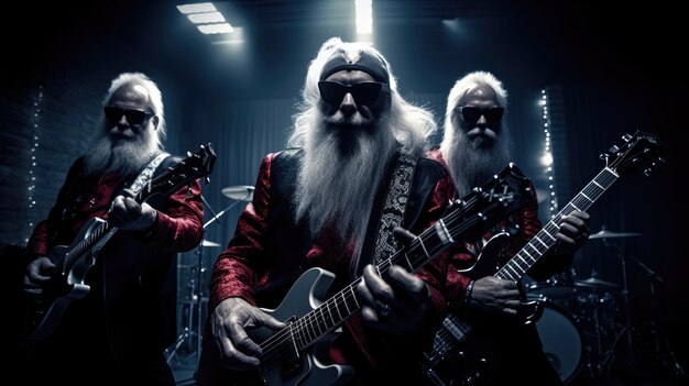 Foto cool rock santa claus creado con ia generativa