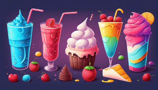 Cool Treats Ilustración de Icy Summer Drink Generative AI