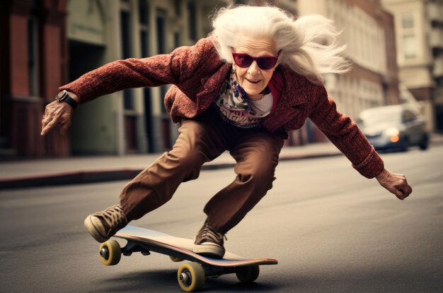 Foto coole alte person skateboarding konzept