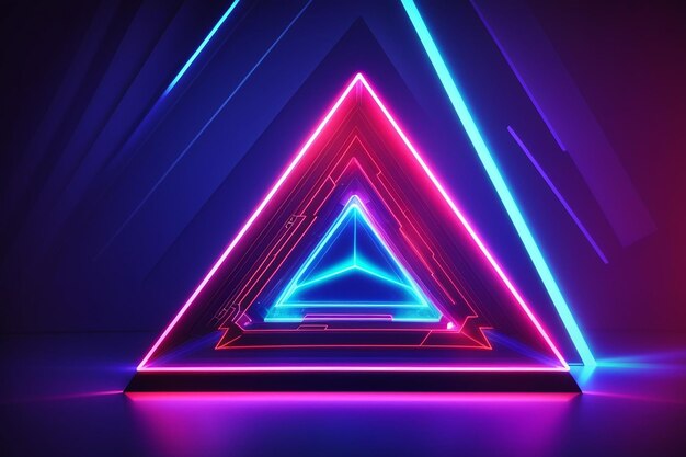 Coole geometrische dreieckige Figur in einem Neon-Laserlicht, ideal für Hintergründe und Tapeten