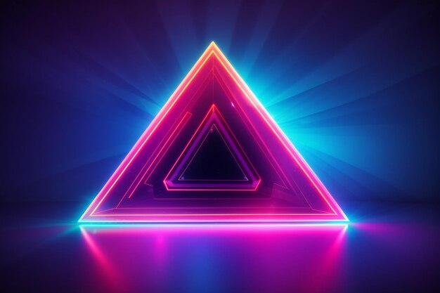 Coole geometrische dreieckige Figur in einem Neon-Laserlicht, ideal für Hintergründe und Tapeten