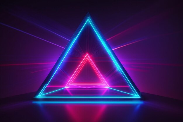 Coole geometrische dreieckige Figur in einem Neon-Laserlicht, ideal für Hintergründe