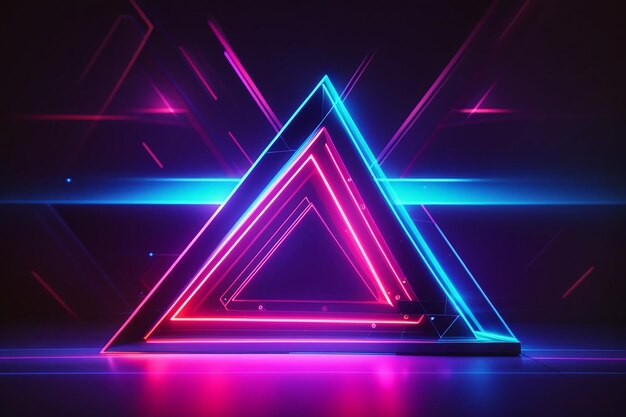 Coole geometrische dreieckige Figur in einem Neon-Laserlicht, ideal für Hintergründe